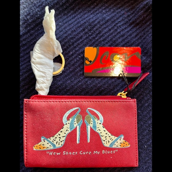 “New Shoes Cure My Blues” Coin Purse and Key Chain, NWT - Picture 4 of 10